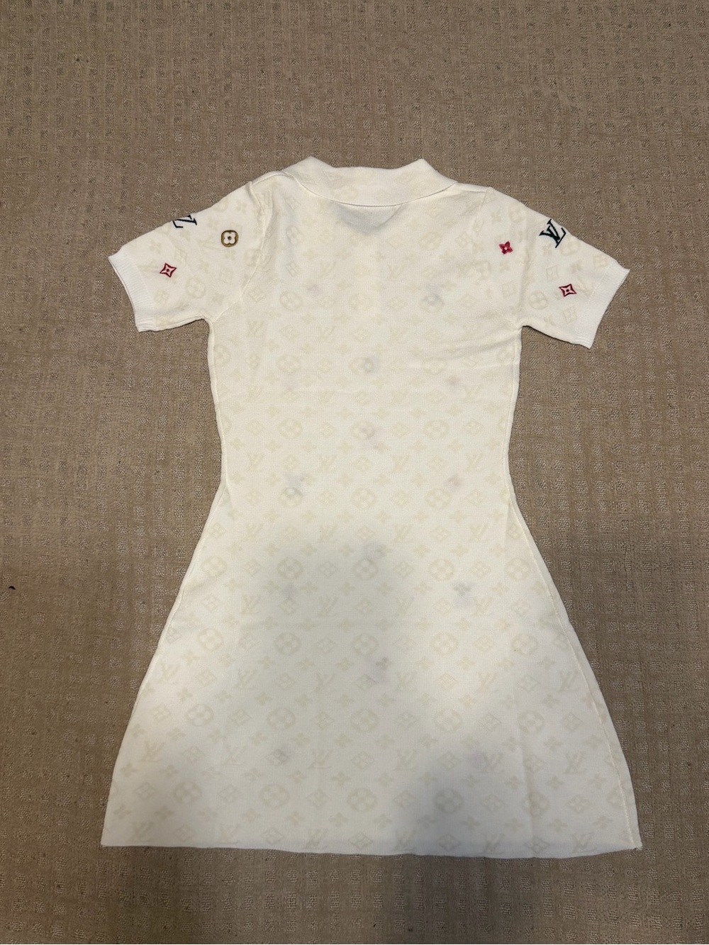 Louis Vuitton Cream Knit Polo Dress with Multicolor Monogram Accents - Picture 2 of 4